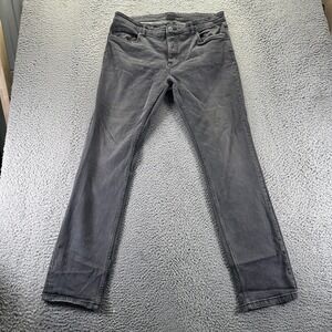 Livergy Jeans Mens 38x34 Black Denim Straight Button Fly Faded Stretch Workwear